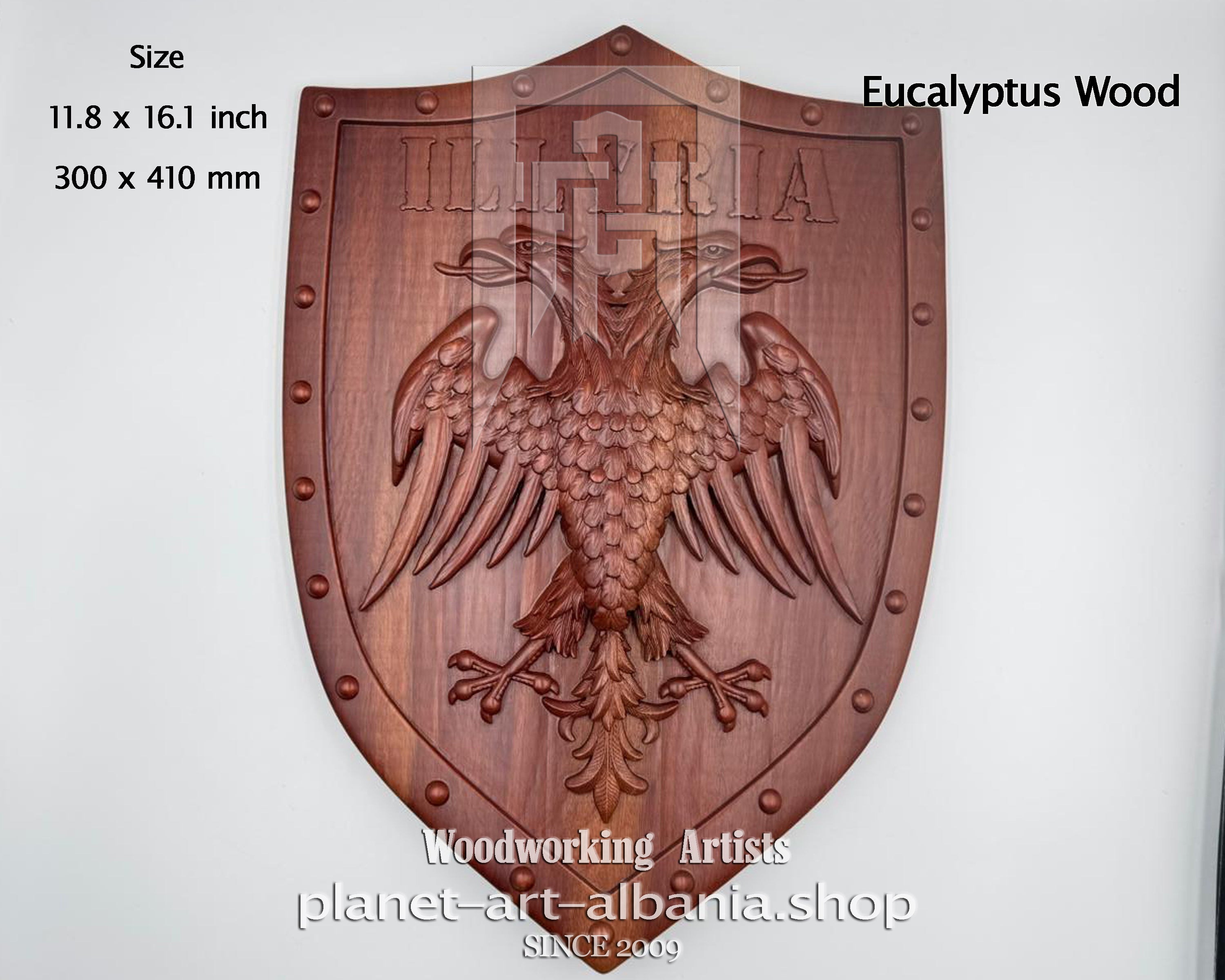 Illyria Eagle Shield, Wooden Wall Art, Patriotic, CNC Carved in