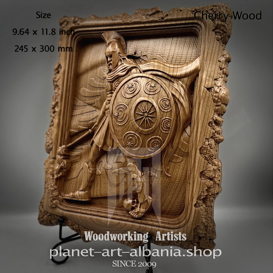 Illyrian Warrior Relief, CNC Carved Cherry Wood Wall Art, Ancient Illyrian Heritage