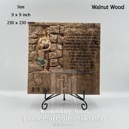 Rozafa Castle Wood Relief, CNC Carved Walnut Art, Albanian Historic Decor