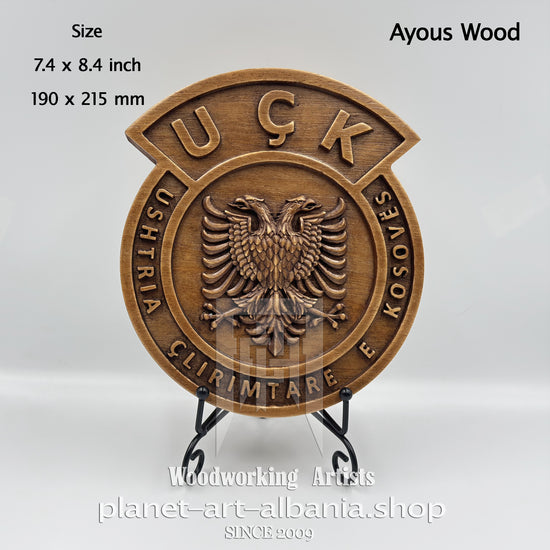 UÇK Emblem – “Ushtria Çlirimtare e Kosovës” CNC Carved Ayous Wood Art