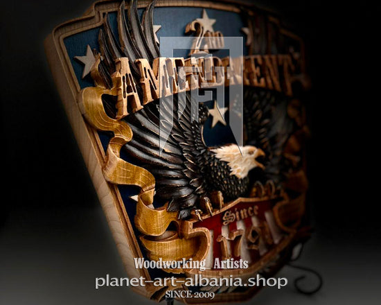 2nd Amendment, Woodwork, CNC Precizion Carving in Cherry Wood.