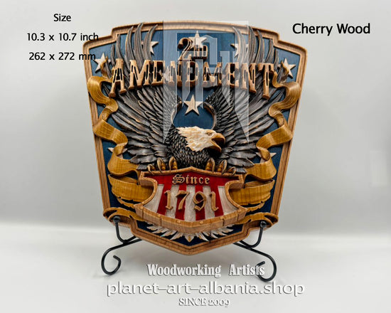 2nd Amendment, Woodwork, CNC Precizion Carving in Cherry Wood.