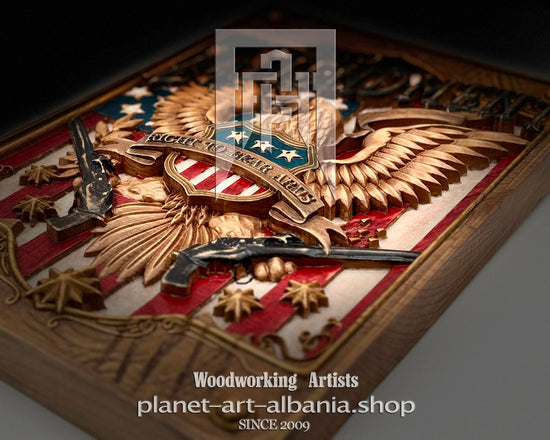 2nd Amendment, Wooden Wall Art, Patriotic, CNC Precizion Carving in Cherry Wood.