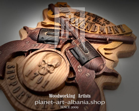 2nd Amendment, Wooden Wall Art, Patriotic, CNC Precizion Carving in Ash tree Wood.