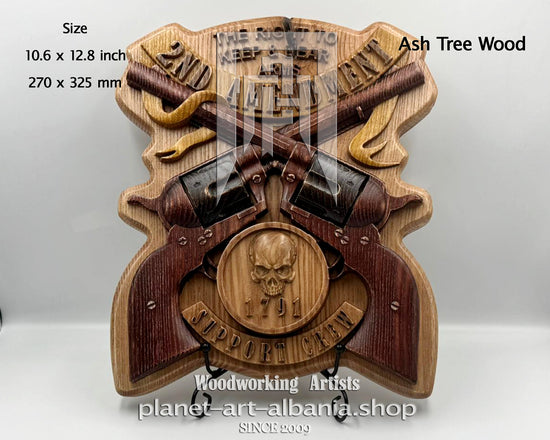 2nd Amendment, Wooden Wall Art, Patriotic, CNC Precizion Carving in Ash tree Wood.