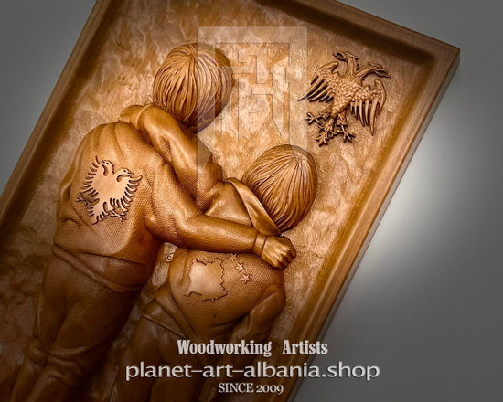 Albania & Kosovo, Wooden Wall Art, CNC Precizion Carving in Cherry Wood.