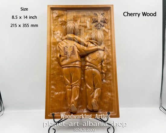 Albania & Kosovo, Wooden Wall Art, CNC Precizion Carving in Cherry Wood.