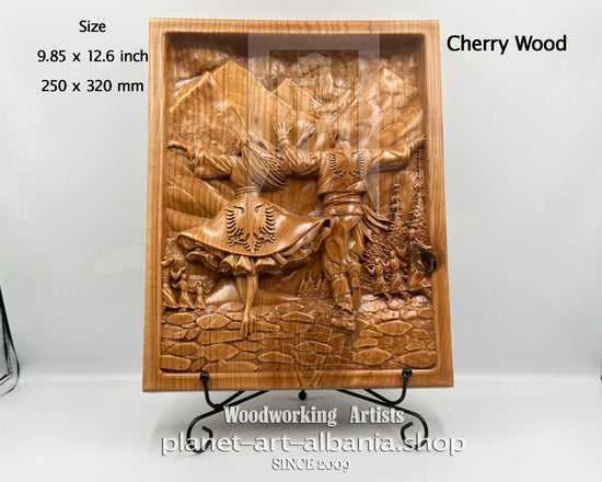 Albanian Dancers, Wooden Wall Art, CNC Precizion Carving in Cherry Wood.