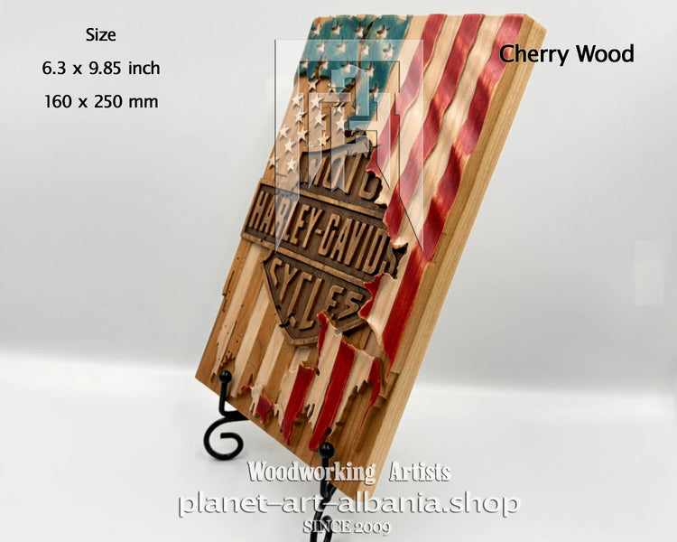 Wooden sign with American flag design and &