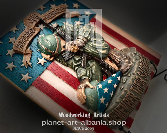 Honoring Our Heroes, Wooden Wall Art, Patriotic, CNC Precizion Carving in Cherry Wood.