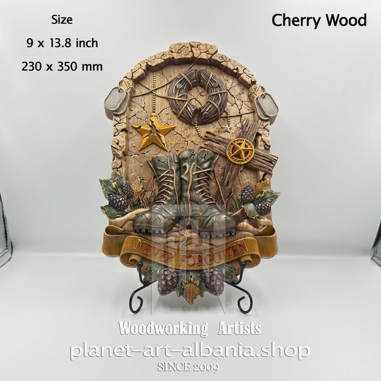 Never Forgotten Military Tribute – Cherry Wood Wall Art