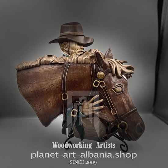 Sheriff & Horse Relief Carving – Cherry Wood Western Wall Art