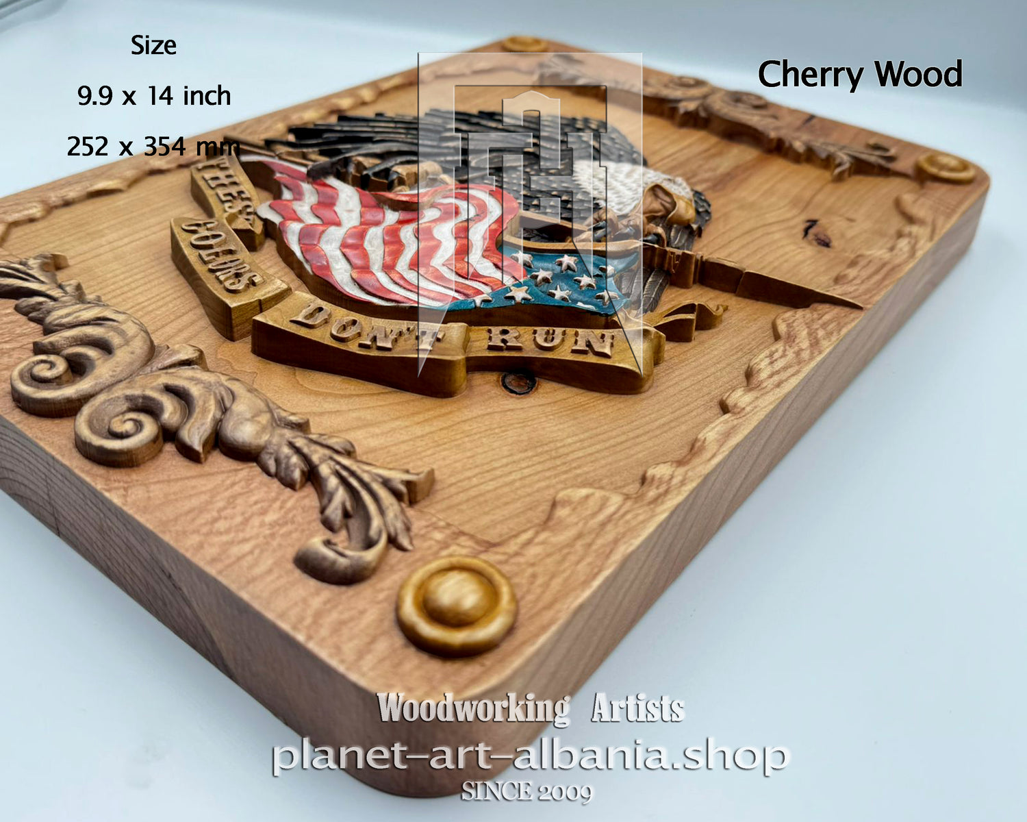 Wooden Wall Art, Patriotic, CNC Carved in Cherry Wood
